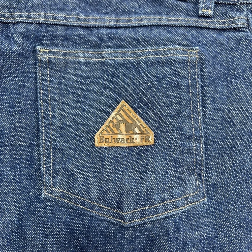Bulwark FR Jeans Mens 38x34 Blue Relaxed Fit Straight Flame Resistant Denim Work